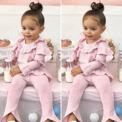

AU Toddler Kids Baby Girl Winter Clothes Ruffle Tops Pants Leggings Outfits 2PCS