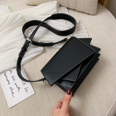 

High-level womens bag womens bag new 2019 texture fresh&small-package color-and-color oblique-cut bag