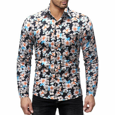 

SUNSIOM Mens Casual Dress Shirts 3D Digital Printing Long Sleeve Shirts Tops Blouse