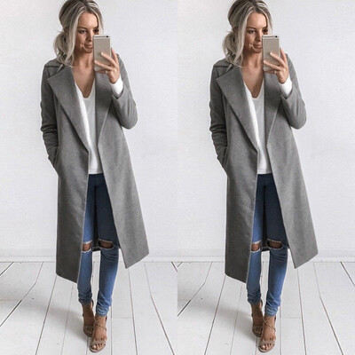 

Roseonmyhand Winter Womens Long Coat Lapel Parka Jacket Cardigan Overcoat Outwear