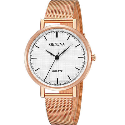 

GENEVA Luxury Women Watch Small Dial Silver Metal Mesh Band Stainless Steel Analog Quartz Wristwatch Ladies Gold Watches