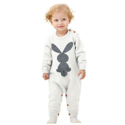 

Baby Rompers Winter Cute Rabbit Long Sleeve Infant Knitted Toddler Jumpsuit