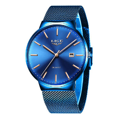 

LIGE 9903 Fashion Top Luxury Brand Men Full Stainless Steel Mesh Strap Business Watches Quartz Clock Men Wristwatch Relogio Mascul