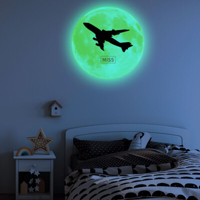 

〖Follure〗30cm Mid-Autumn Festival Luminous Moon Transcend Bright Light Round Wall Sticker