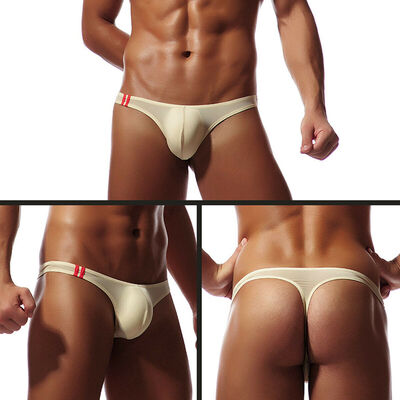

New Men Ice Silk Boxer Briefs Bulge Pouch Thong T-back G-string Underwear Hot