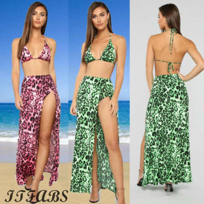 

Sexy Women Summer Beach Vacation Leopard Print Swimwear Bathing Suit bikini 2pc