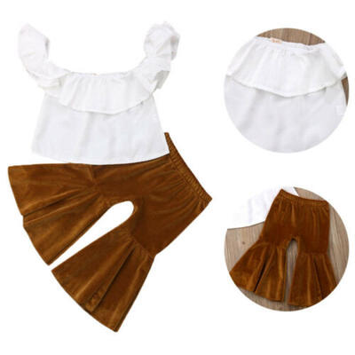 

Toddler Kid Baby Girls Crop Tops Long Flare Pants 2Pcs Summer Outfits Clothes
