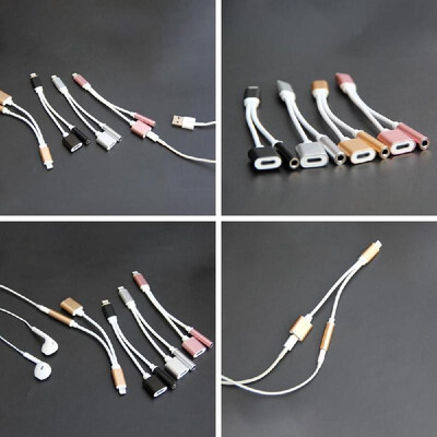 

2 in 1 Audio Cable Splitter for Lightning Charging Cable 35mm Headphone Jack Adapter for 7 7 Plus 6S Plus 6S 6 Plus 5