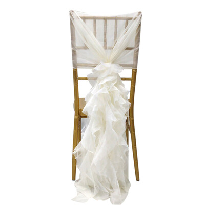 

Elagant Chair Cover Bow Band Ties Ruffled Sashes Wedding Party Banquet Decor