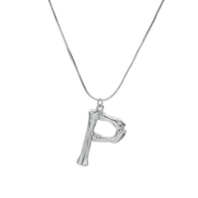 

Silvery Initial Letters Necklace Women Color Chain 2018 Fashion Long Necklaces Big Pendant Statement Necklace Collier Femme