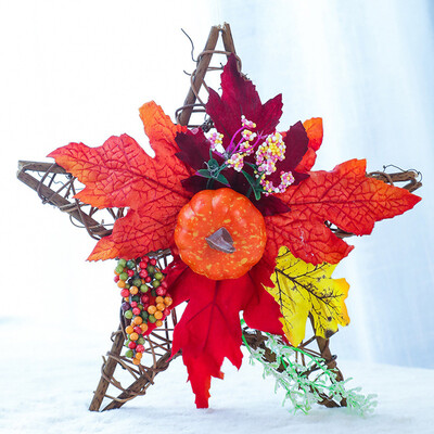 

Tailored Hanging Ornament Wooden Thanksgiving Black Pumpkin Star Shape Wall Ornament