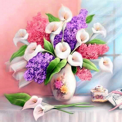 

5d Diamond Painting Full Drill Square Flowers Picture Of Rhinestones Rhinestones Diamond Embroidery Cross Stitch Kits