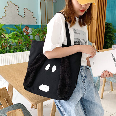 

Womens bag 2019 new fashion canvas bag large capacity shoulder bag summer small fresh wild ins in the ocean big bag