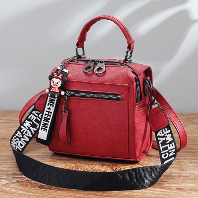

Bag girl fashion uses texture double shoulder backpack soft Han hundred oblique satchel ins single shoulder handheld
