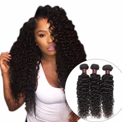 

3 Bundles Indian Kinky Curly Human Hair Bundles 100 Natural Black Curly Hair Bundles Non Remy Hair No Tangle