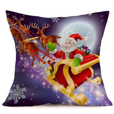 

〖Follure〗Merry Christmas Linen Santa Pillow Cases Sofa Cushion Cover Home Decoration