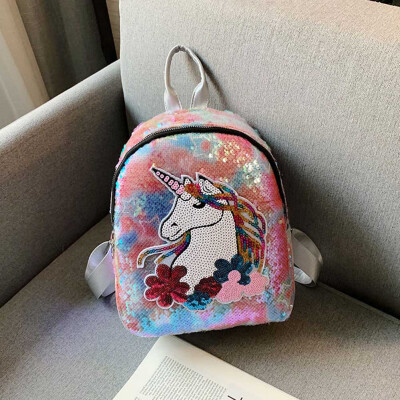 

New Cute Unicorn Backpack Teen-Girls School Bag Glitter Bling Sequins Shoulder Bag 94X47X12In