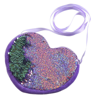 

Tailored Cartoon Children Bag Cute Girl Love Shoulder Bag Heart-shaped Sequins Purse