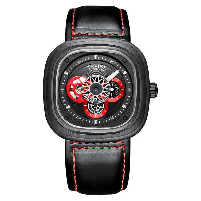 

TEVISE T843A Men Automatic Mechanical Watch 24 Hours Display Fashion Casual Timer Leather Strap 3ATM Waterproof Luminous Hands Mal