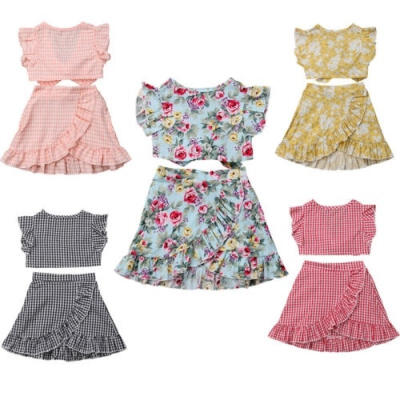 

Toddler Baby Kids Girl Summer Tops Short Dress Skirts 2PCS Outfits Set Clothes