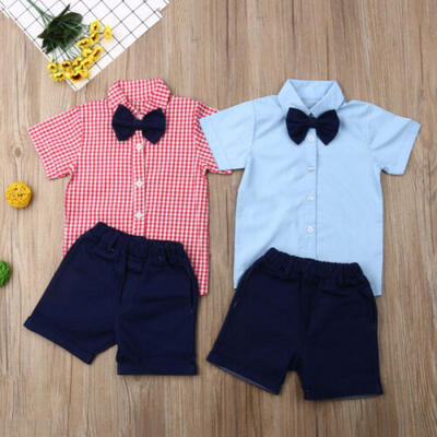 

Toddler Baby Boy Formal Suit Dress ShirtShorts Pants Outfits Set Clothes Summer