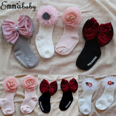 

UK Spanish Romany Baby Girls Kids Tutu Socks Bowknot Knee High Party Xmas Gifts