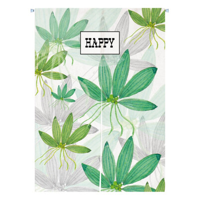 

Plant Green Leaves Printed Japanese Style Doorway Curtain Hanging Tapestry For Home Decoration