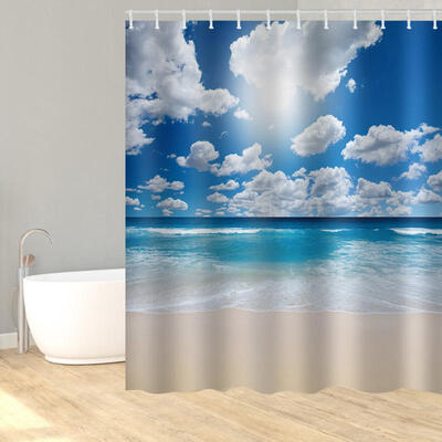 

Greensen Polyester Sky Sea Painting Shower Bath Curtain Waterproof Bathroom Curtain