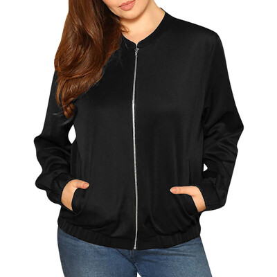 

Toponeto Womens Plus Size Solid Casual Loose Solid Color Pocket Zipper Cardigan Coat