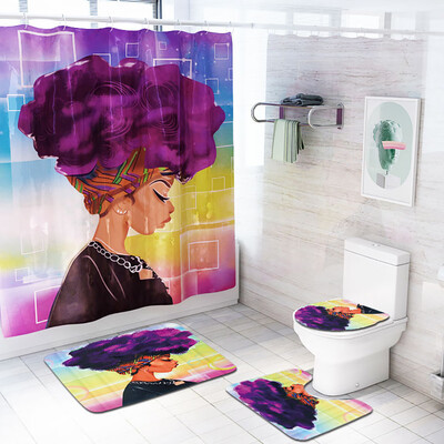 

〖Follure〗4PCS Sea Style Non Slip Toilet Polyester Cover Mat Set Bathroom Shower Curtain