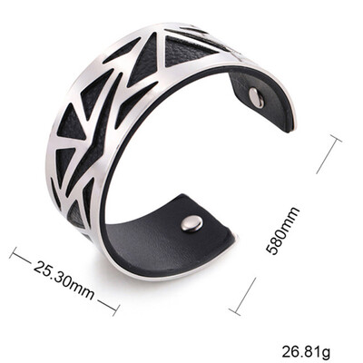 

12 Styles Luxury Stainle Steel Irregular Hollow Triangle Leather Bracelets & Bangles For Women Girls Party Jewelry Gifts