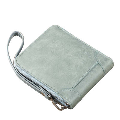 

Solid Color Women Multi Slots Short Wallet Faux Leather Wristlet Coin Purse