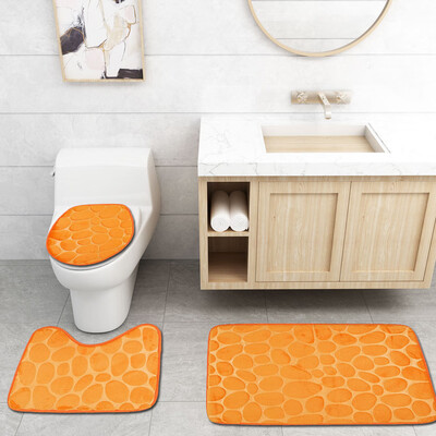 

Toponeto Three Sets of Toilet Floor Cushion 3 sets of 3D Cobblestone Cushion