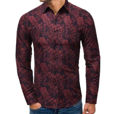 

Toponeto Mens Autumn Winter Casual Turn-down Collar Long Sleeve Printing Shirt