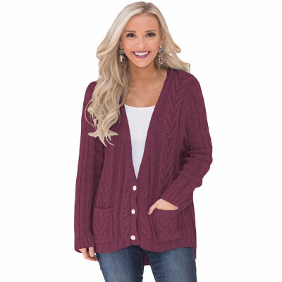 

Cardigan Sweater womens Deep V-neck Button Long Sleeve Knit Cardigan