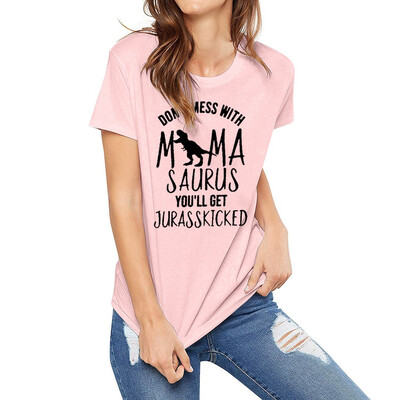 

Starmoon Womens Fashion Short Sleeve Dinosaur Letter Print T-shirt Tops Ladies Blouse