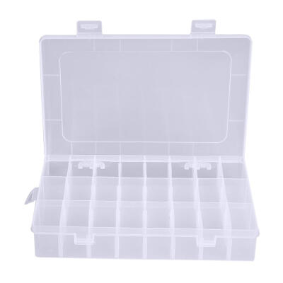 

24 Compartments Plastic Jewelry Pills Box Organizer Storage Container White