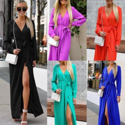 

Womens Long Chiffon Long Sleeve Cocktail Formal Party Prom Ball Gown Maxi Dress