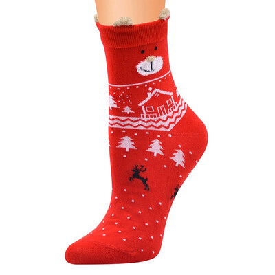 

1Pair Womens Socks Warm Christmas Cotton Socks Cosy Female Cute Snowman Socks