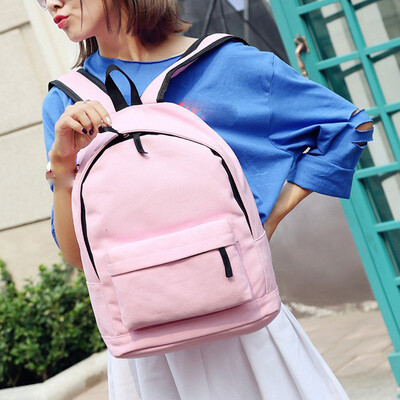 

Tailored Men Women Simple Style Pure Canvas Backpack College School Book Bag Backpack PK