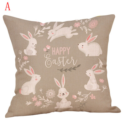 

Gobestart Happy Easter Bunny Pillow Cover Linen Sofa Cushion Cover Home Decor Pillow Case
