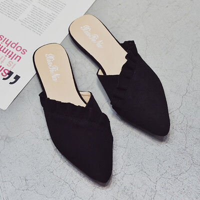 

Spring Korean version of single-shoe womens pointed lace flat shoes set a gentle wind soft-soled bag top slippers