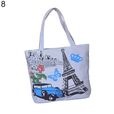 

Fashion Canvas Handbag Girl Single Shoulder Bag Zipper Shopping Travel Tote