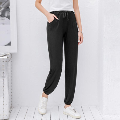 

Fashion Women Yoga Pants Loose Drawstring Waist Lantern Elastic Bottom Solid Sporty Casual Trousers Loungewear