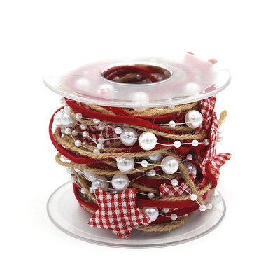 

5m Handmade Five-pointed Star Bead Chain Ribbon Christmas Decoration Ribbon Festive Party Supplies Christmas ribbon portable