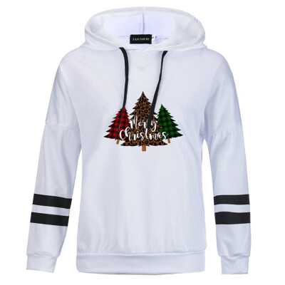 

Women Christmas Tree Merry Christmas Letter Print Hoodie