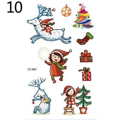 

Cartoon Christmas Elements Waterproof Temporary Tattoo Stickers Children Gift