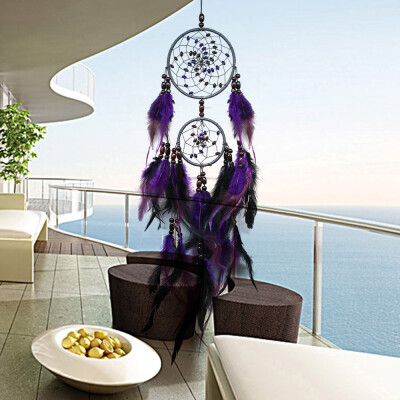 

Gobestart Mysterious Dream Catcher Purple Feathers Decoration For Wall Hanging Home Decor