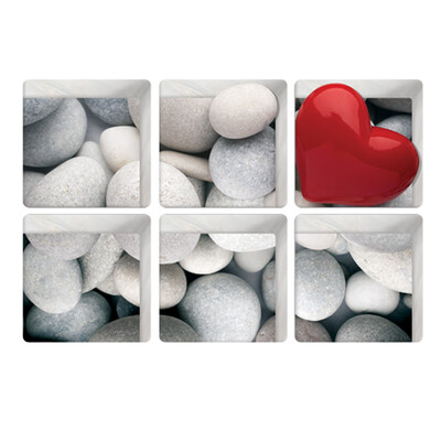 

〖Follure〗6pcs 13x13cm White Stone Pattern 3D Anti Slip Waterproof Bathtub Sticker