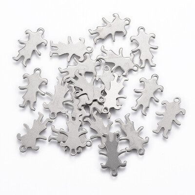 

304 Stainless Steel Pendants Girl Stainless Steel Color 16x10x08mm Hole 12mm